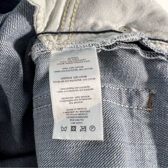 Re/Done NWT Women’s Size 29 Straight Leg Blue 70’s Jeans Studs Moonstruck $495 - Picture 13 of 16